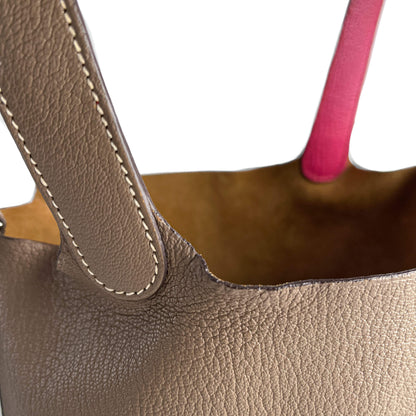 Second hand Hermes Picotin 18 Leather Lockless Bucket Handbag Etoupe - Tabita Bags