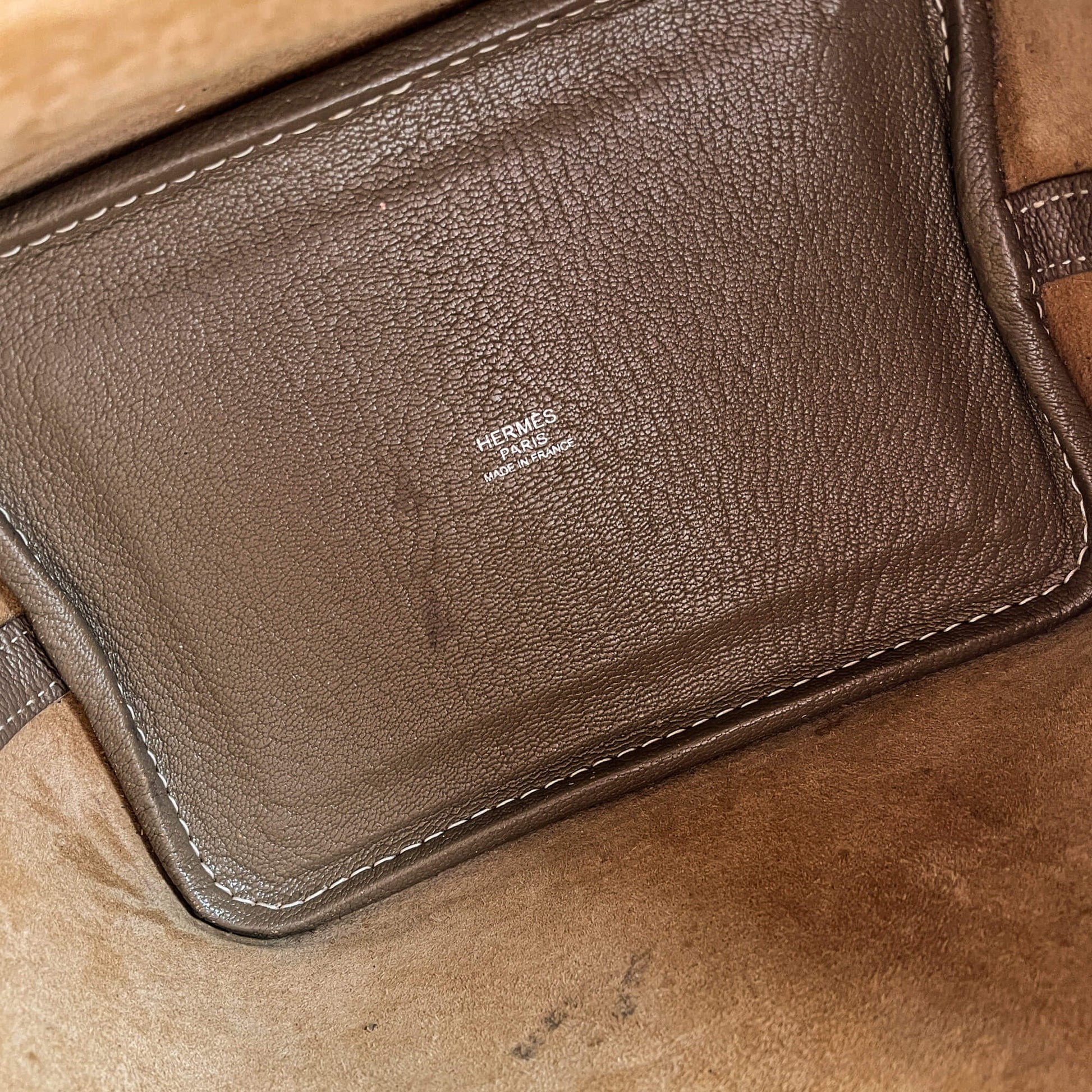 Second hand Hermes Picotin 18 Leather Lockless Bucket Handbag Etoupe - Tabita Bags