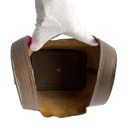 Second hand Hermes Picotin 18 Leather Lockless Bucket Handbag Etoupe - Tabita Bags