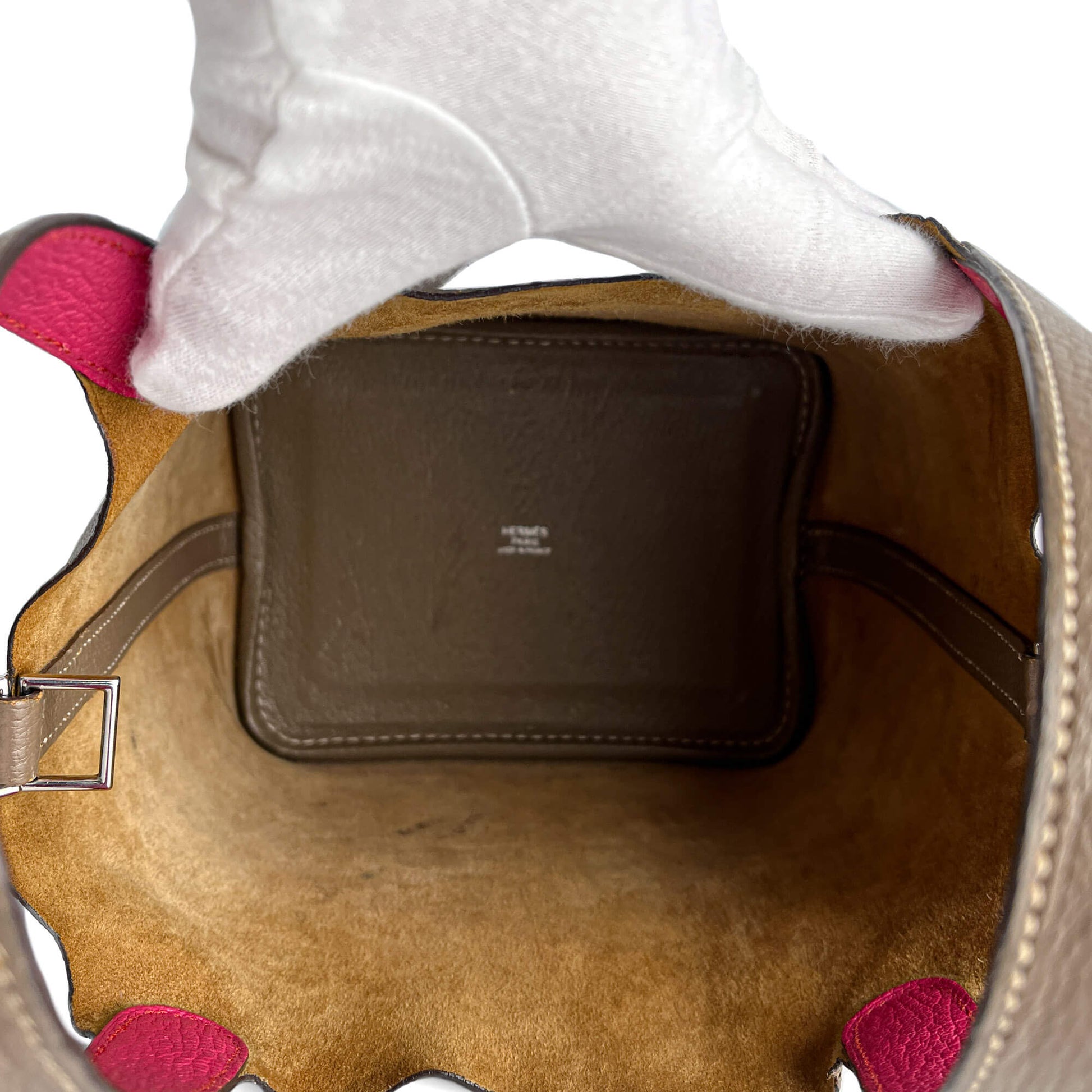 Second hand Hermes Picotin 18 Leather Lockless Bucket Handbag Etoupe - Tabita Bags