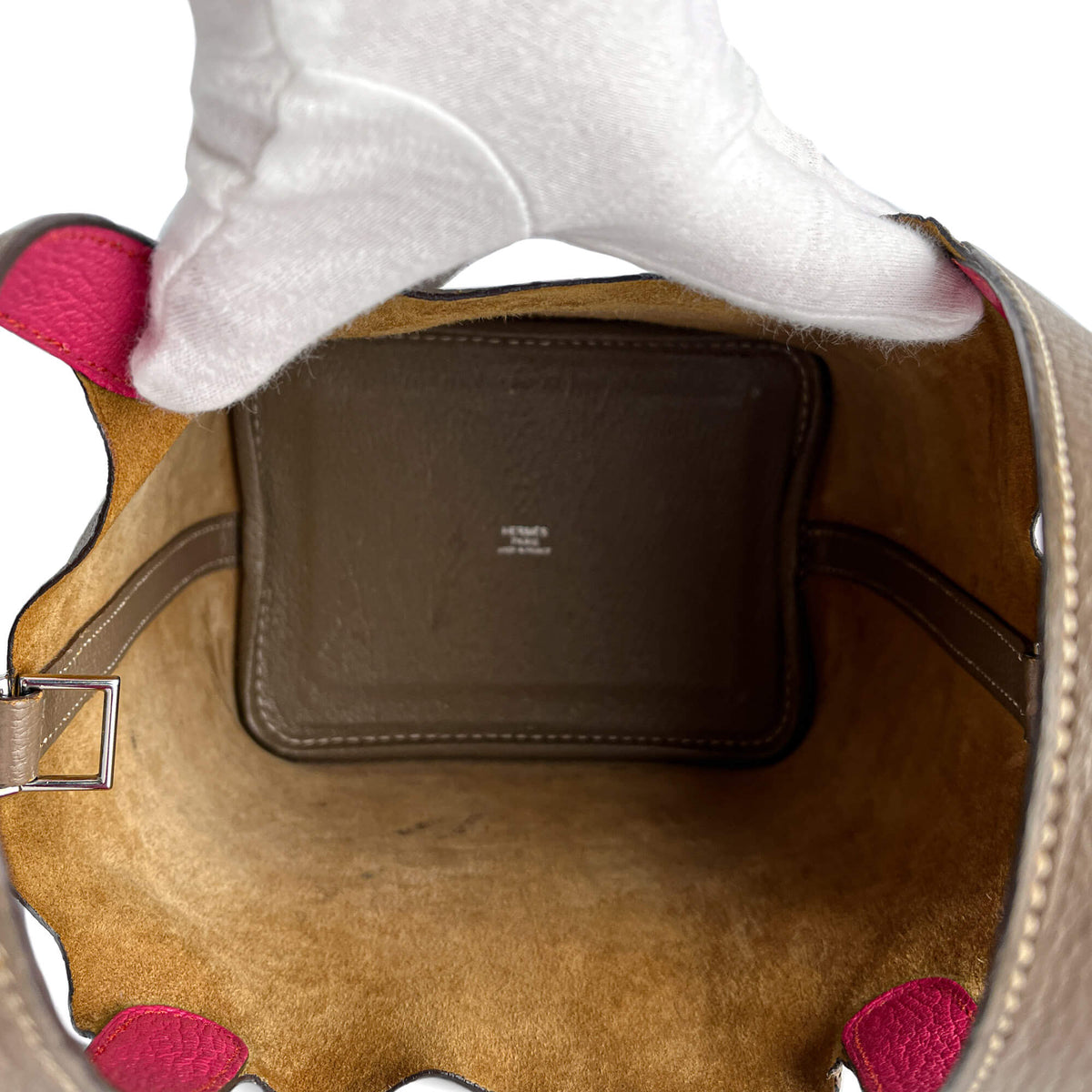 Second hand Hermes Picotin 18 Leather Lockless Bucket Handbag Etoupe - Tabita Bags