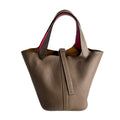Second hand Hermes Picotin 18 Leather Lockless Bucket Handbag Etoupe - Tabita Bags