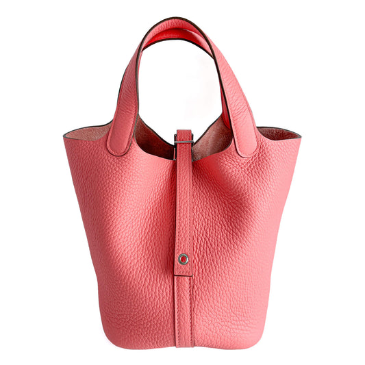 Second hand Hermes Picotin 18 Lock Leather Bucket Handbag Rose Jaipur - Tabita Bags