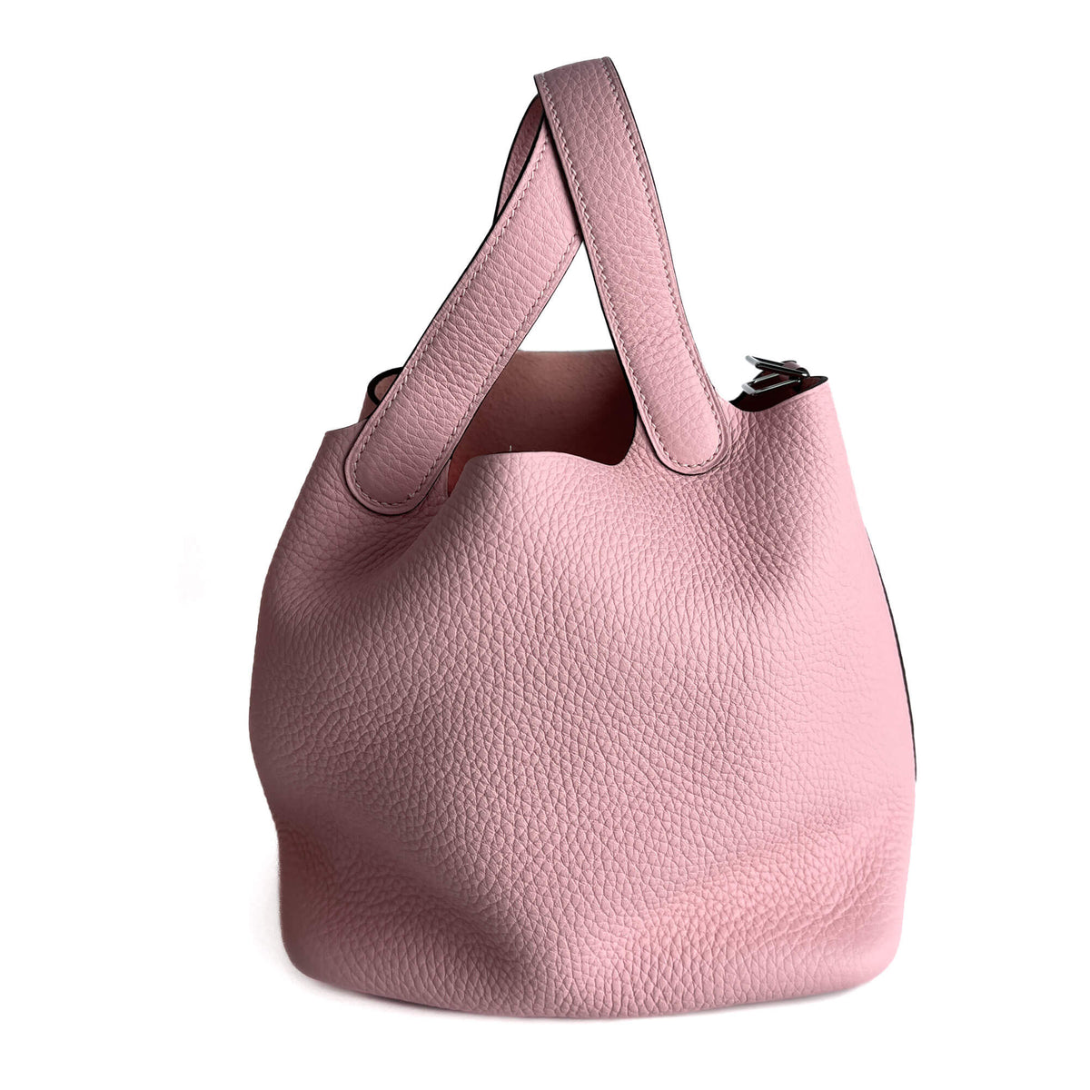 Second hand Hermes Picotin 18 Lock Leather Bucket Handbag Rose Sakura - Tabita Bags
