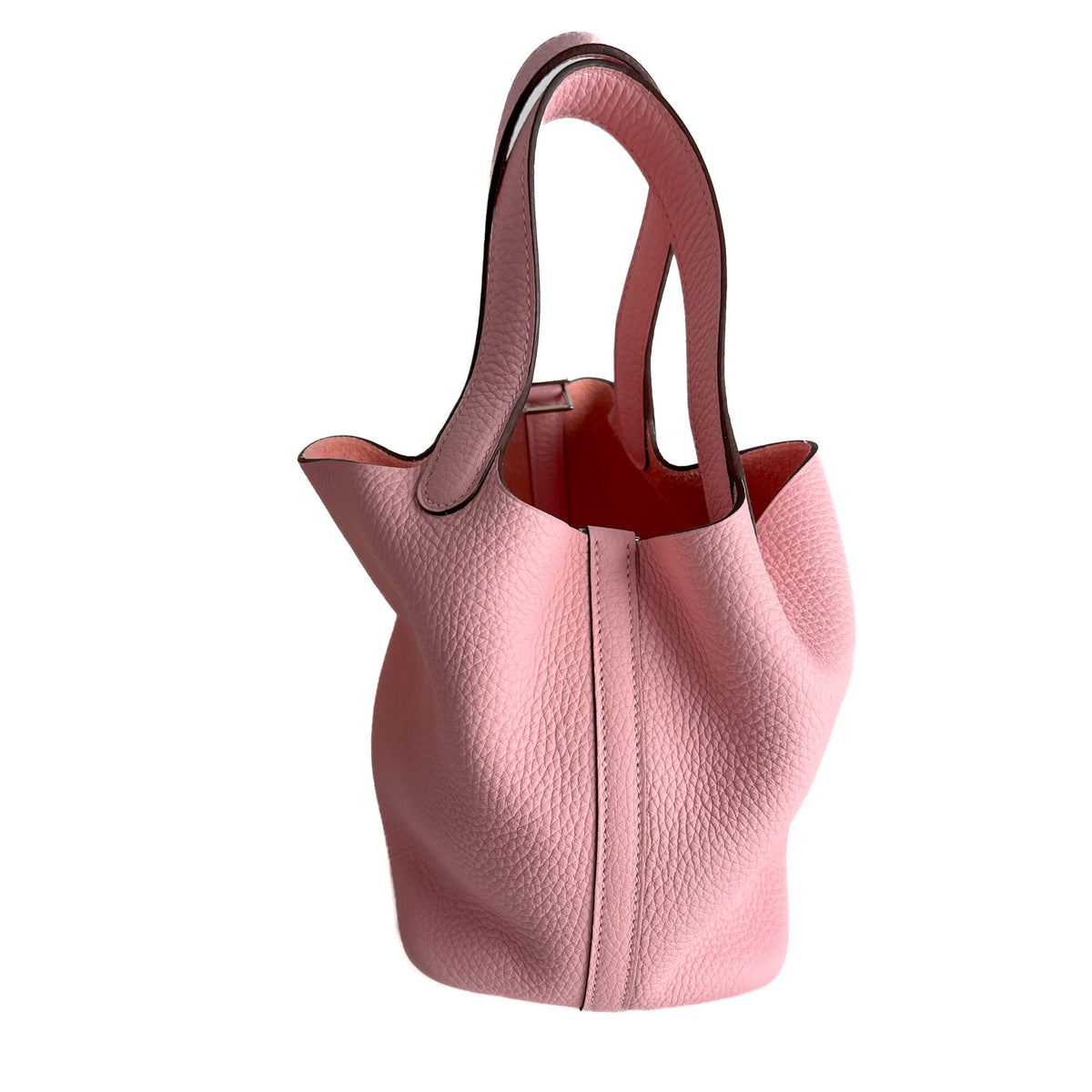 Second hand Hermes Picotin 18 Lock Leather Bucket Handbag Rose Sakura - Tabita Bags
