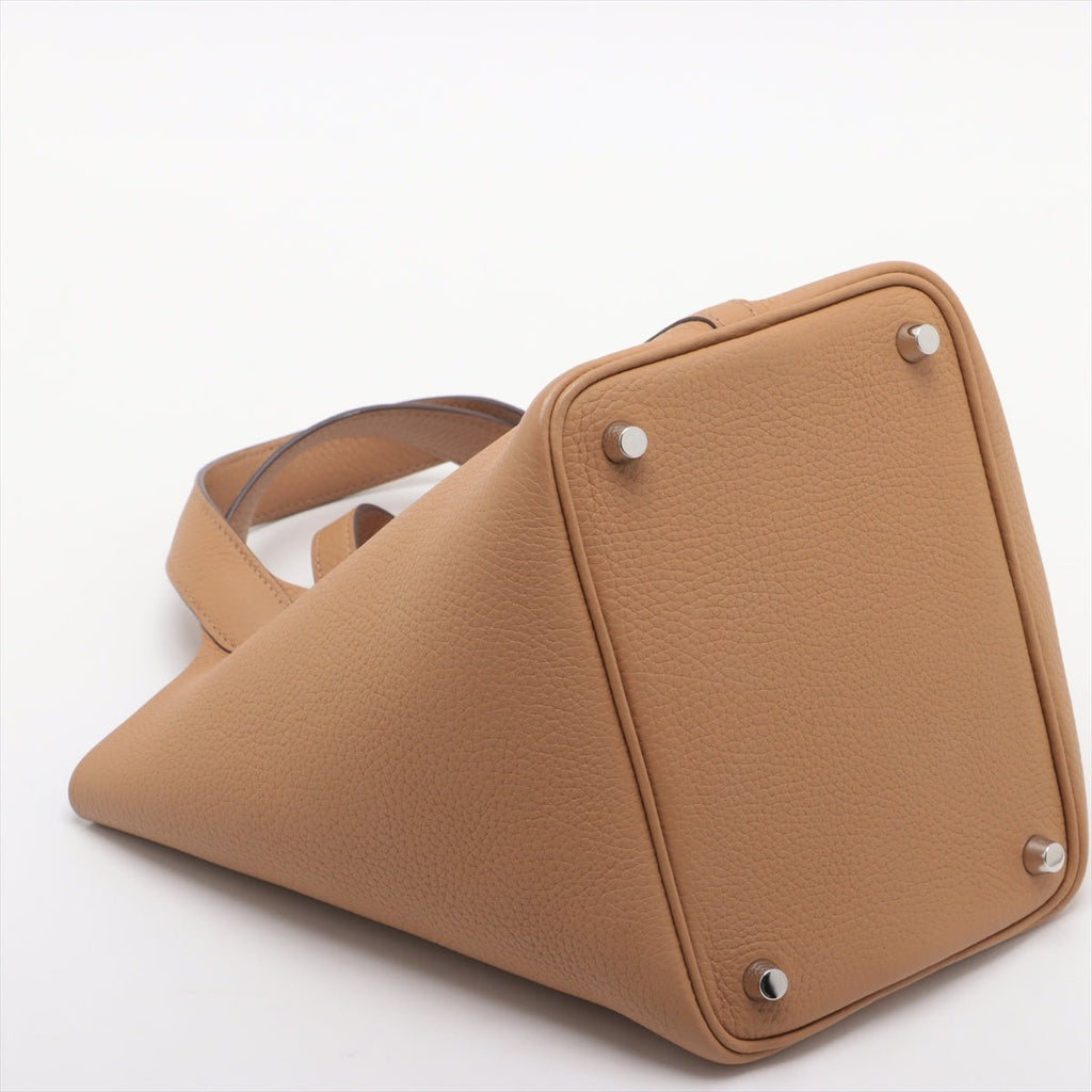 Second hand Hermes Picotin 18 Taurillon Clemence Leather Lock Bucket Handbag Biscuit - Tabita Bags