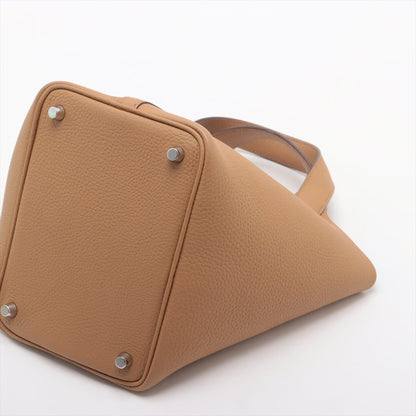 Second hand Hermes Picotin 18 Taurillon Clemence Leather Lock Bucket Handbag Biscuit - Tabita Bags