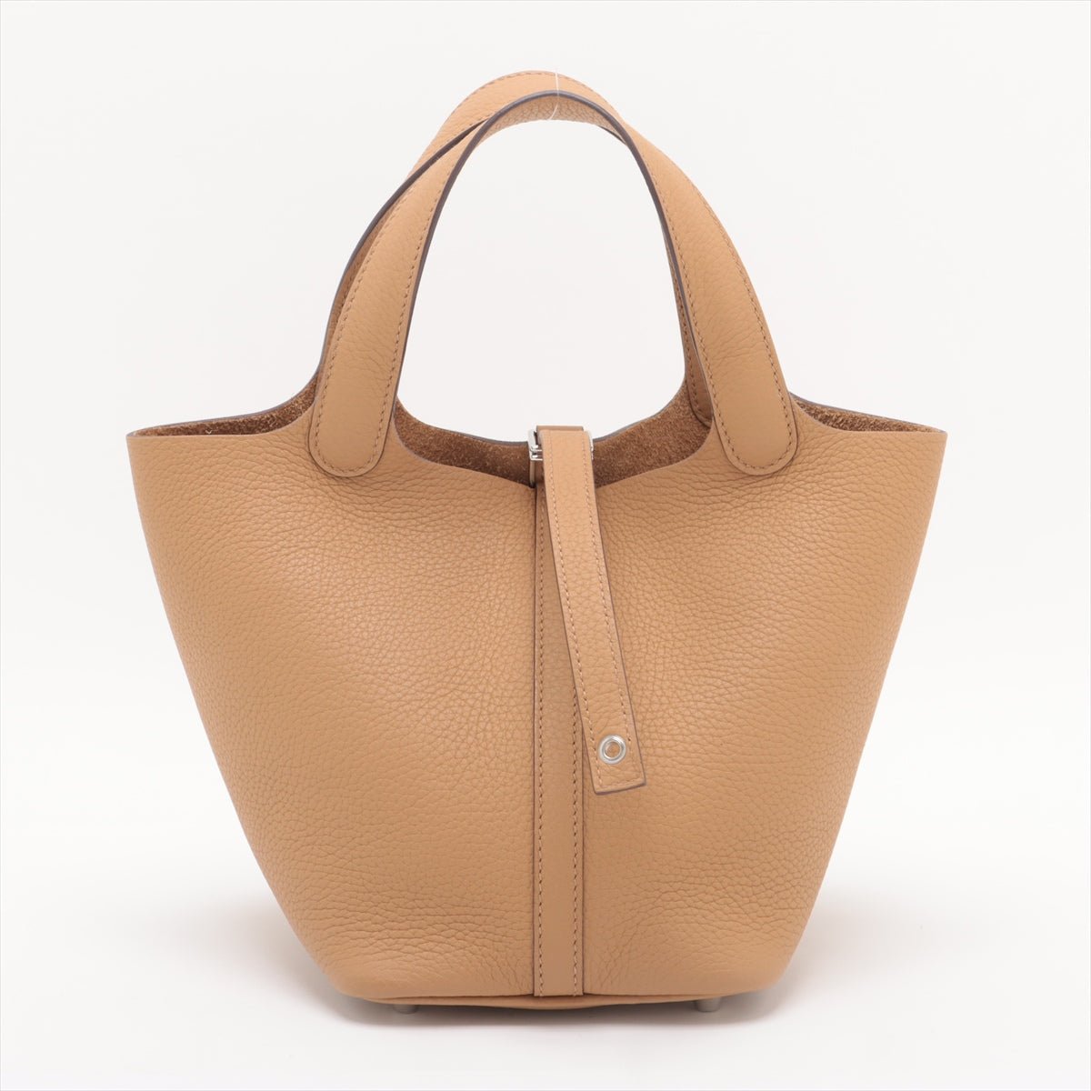 Second hand Hermes Picotin 18 Taurillon Clemence Leather Lock Bucket Handbag Biscuit - Tabita Bags