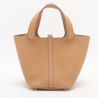 Second hand Hermes Picotin 18 Taurillon Clemence Leather Lock Bucket Handbag Biscuit - Tabita Bags