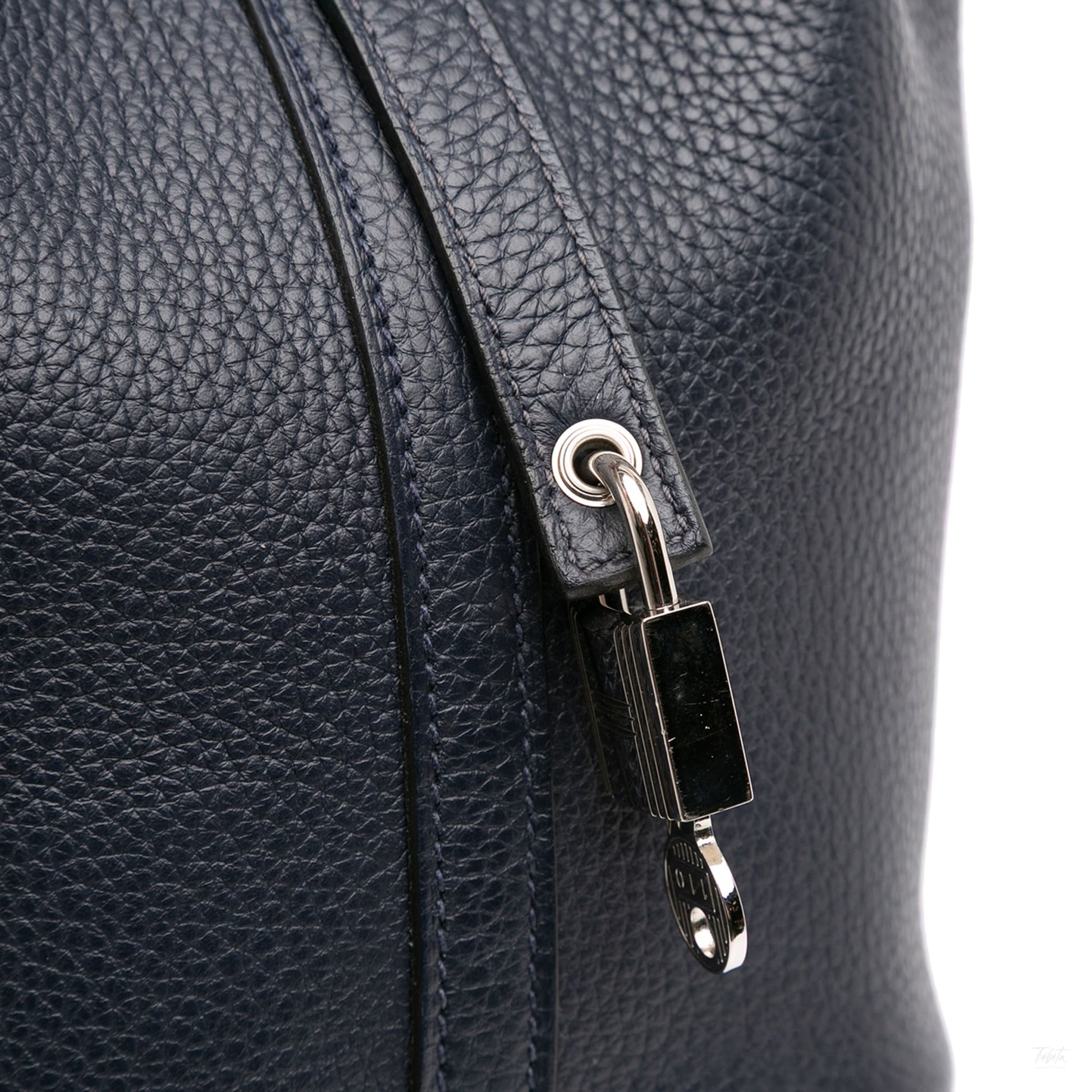 Second hand Hermes Picotin 18 Taurillon Clemence Leather Lock Bucket Handbag Blue - Tabita Bags