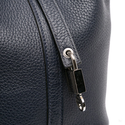 Second hand Hermes Picotin 18 Taurillon Clemence Leather Lock Bucket Handbag Blue - Tabita Bags