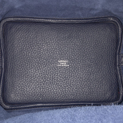 Second hand Hermes Picotin 18 Taurillon Clemence Leather Lock Bucket Handbag Blue - Tabita Bags