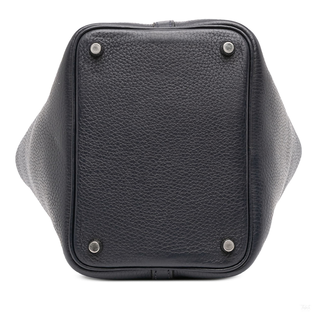 Second hand Hermes Picotin 18 Taurillon Clemence Leather Lock Bucket Handbag Blue - Tabita Bags