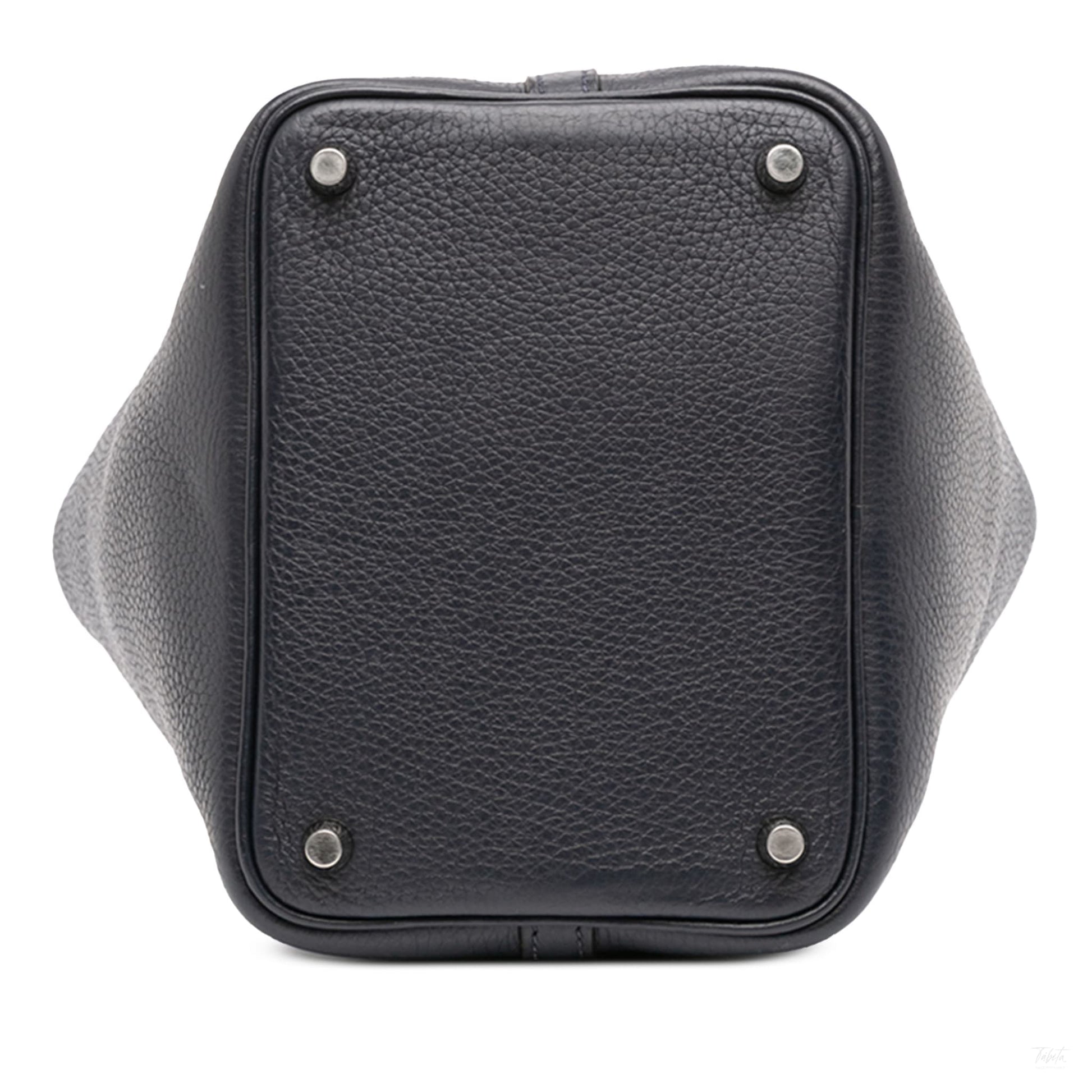 Second hand Hermes Picotin 18 Taurillon Clemence Leather Lock Bucket Handbag Blue - Tabita Bags