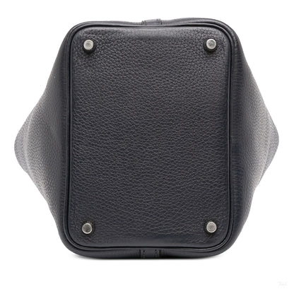 Second hand Hermes Picotin 18 Taurillon Clemence Leather Lock Bucket Handbag Blue - Tabita Bags