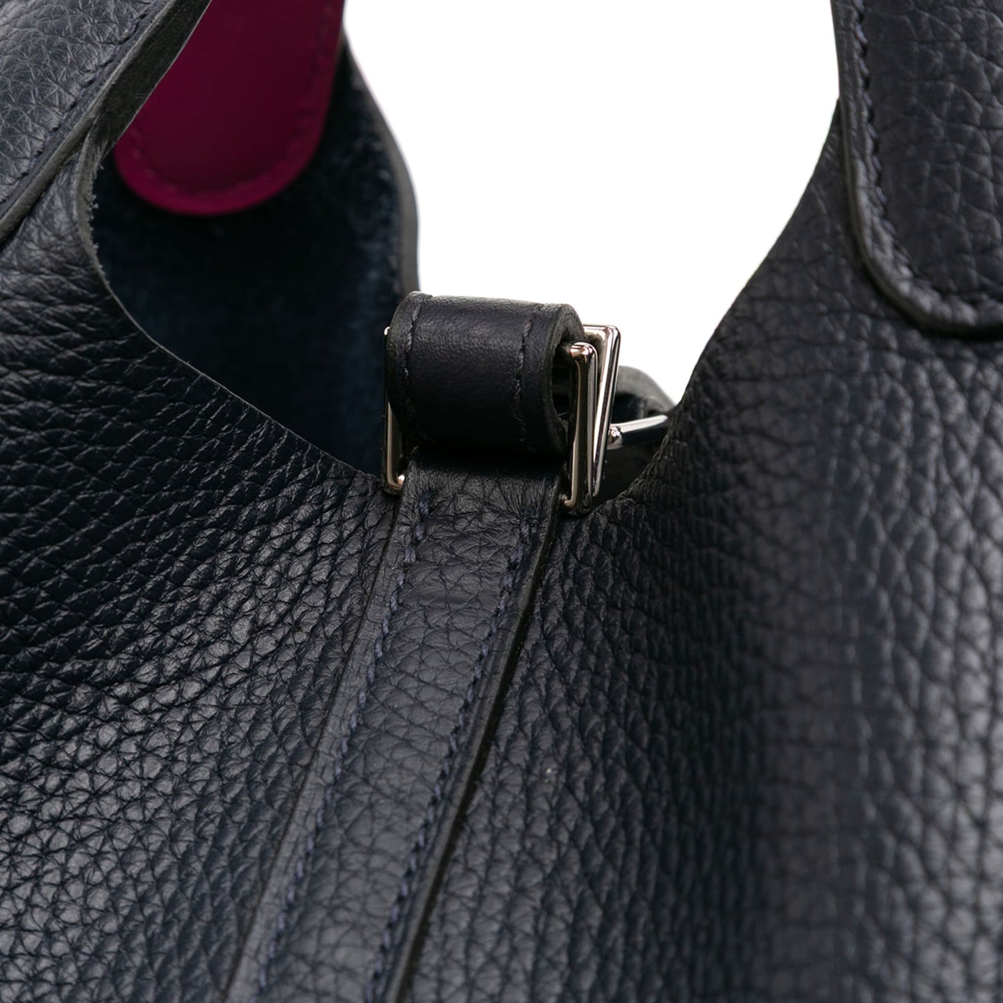 Second hand Hermes Picotin 18 Taurillon Clemence Leather Lock Bucket Handbag Blue - Tabita Bags