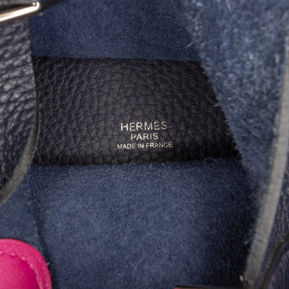 Second hand Hermes Picotin 18 Taurillon Clemence Leather Lock Bucket Handbag Blue - Tabita Bags