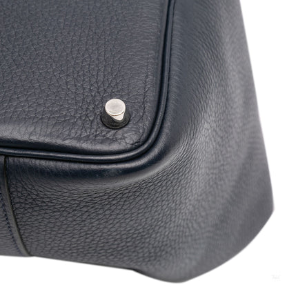 Second hand Hermes Picotin 18 Taurillon Clemence Leather Lock Bucket Handbag Blue - Tabita Bags