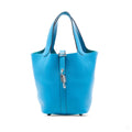 Second hand Hermes Picotin 18 Taurillon Clemence Leather Lock Bucket Handbag Blue Frida - Tabita Bags