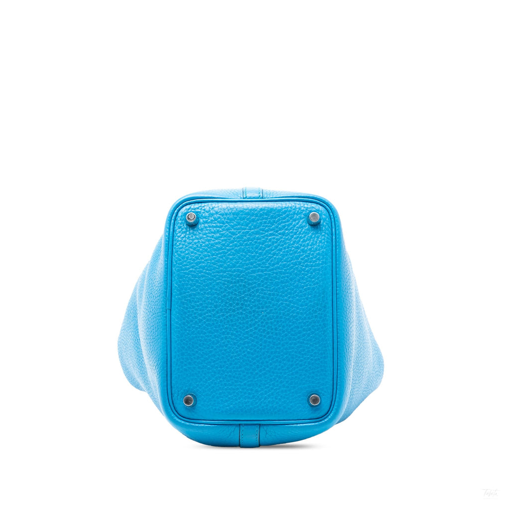 Second hand Hermes Picotin 18 Taurillon Clemence Leather Lock Bucket Handbag Blue Frida - Tabita Bags