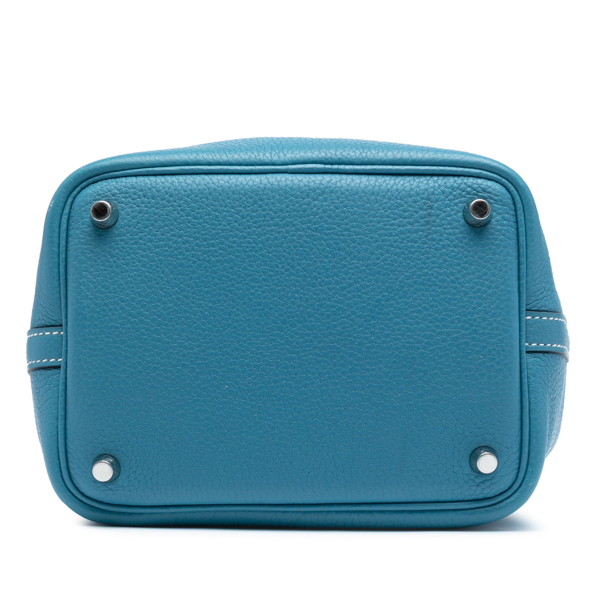 Second hand Hermes Picotin 18 Taurillon Clemence Leather Lock Bucket Handbag Blue Jean - Tabita Bags