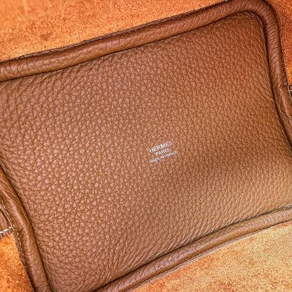 Second hand Hermes Picotin 18 Taurillon Clemence Leather Lock Bucket Handbag Caramel - Tabita Bags