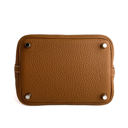 Second hand Hermes Picotin 18 Taurillon Clemence Leather Lock Bucket Handbag Caramel - Tabita Bags