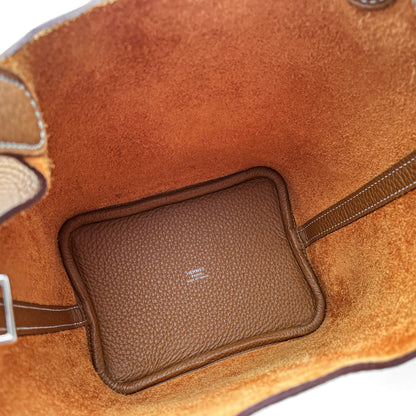 Second hand Hermes Picotin 18 Taurillon Clemence Leather Lock Bucket Handbag Caramel - Tabita Bags