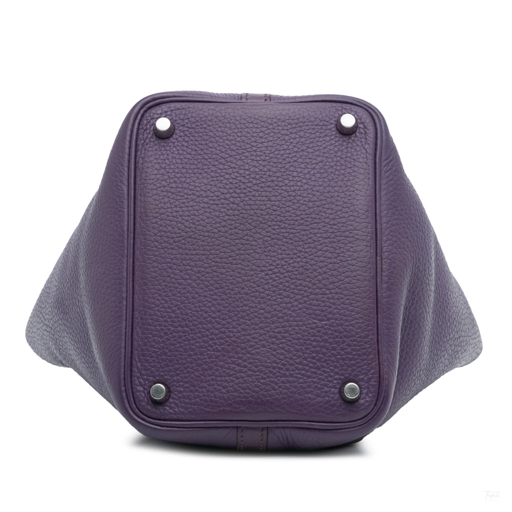 Second hand Hermes Picotin 18 Taurillon Clemence Leather Lock Bucket Handbag Cassis - Tabita Bags