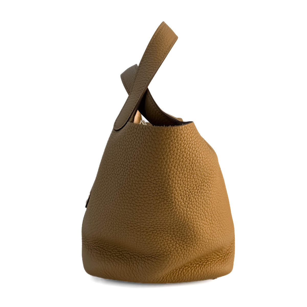 Second hand Hermes Picotin 18 Taurillon Clemence Leather Lock Bucket Handbag Gold - Tabita Bags