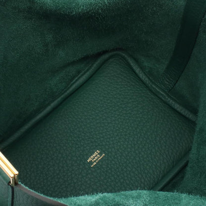 Second hand Hermes Picotin 18 Taurillon Clemence Leather Lock Bucket Handbag Green - Tabita Bags