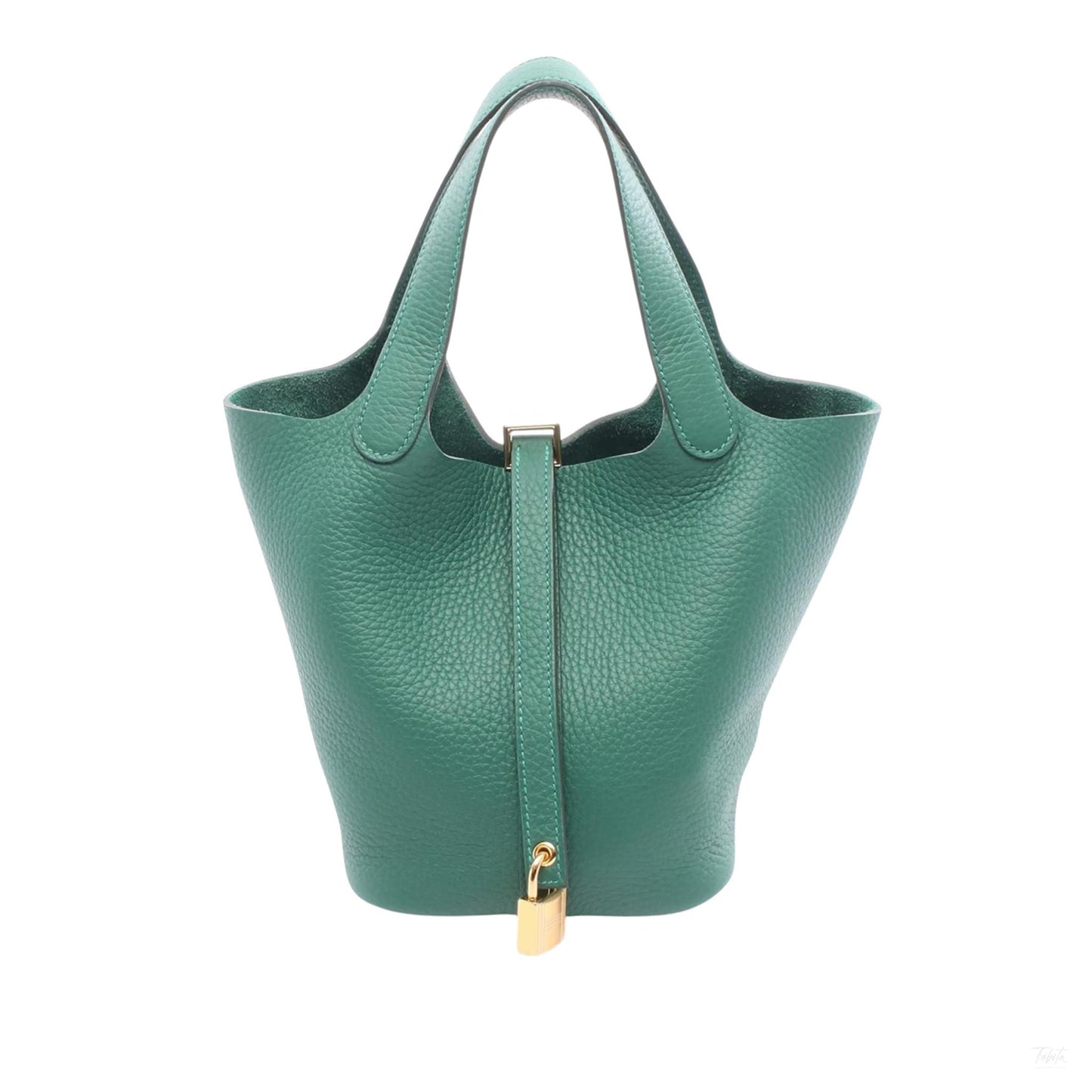 Second hand Hermes Picotin 18 Taurillon Clemence Leather Lock Bucket Handbag Green - Tabita Bags