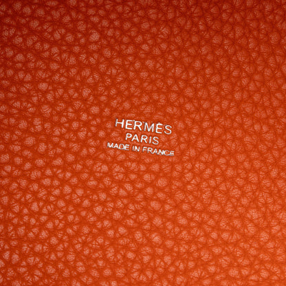 Second hand Hermes Picotin 18 Taurillon Clemence Leather Lock Bucket Handbag Orange - Tabita Bags