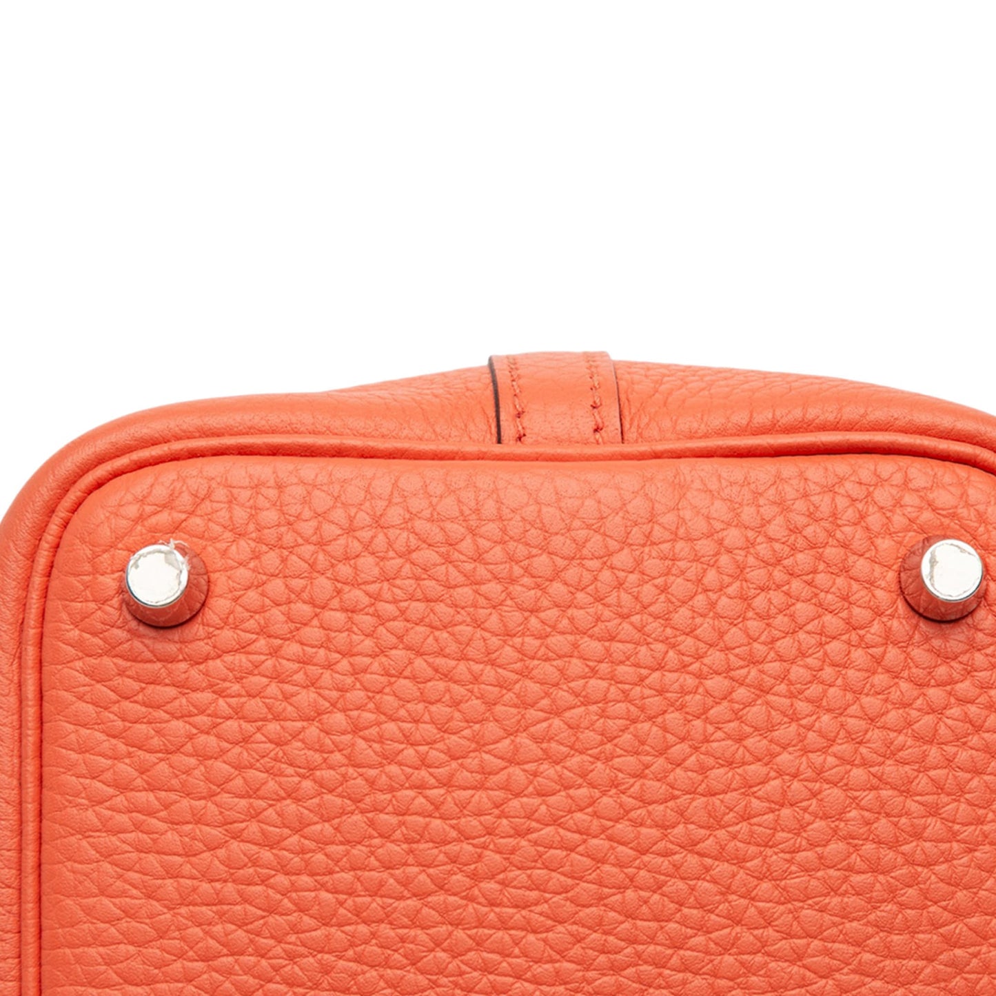 Second hand Hermes Picotin 18 Taurillon Clemence Leather Lock Bucket Handbag Orange - Tabita Bags