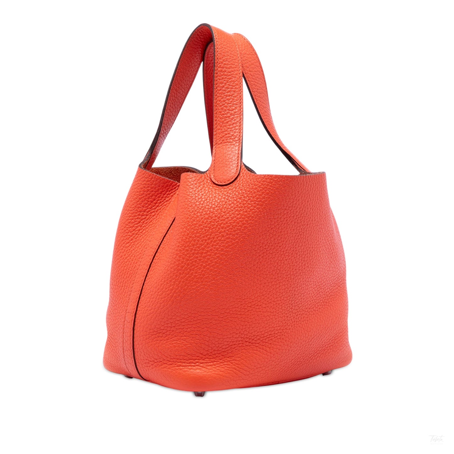 Second hand Hermes Picotin 18 Taurillon Clemence Leather Lock Bucket Handbag Orange Poppy - Tabita Bags