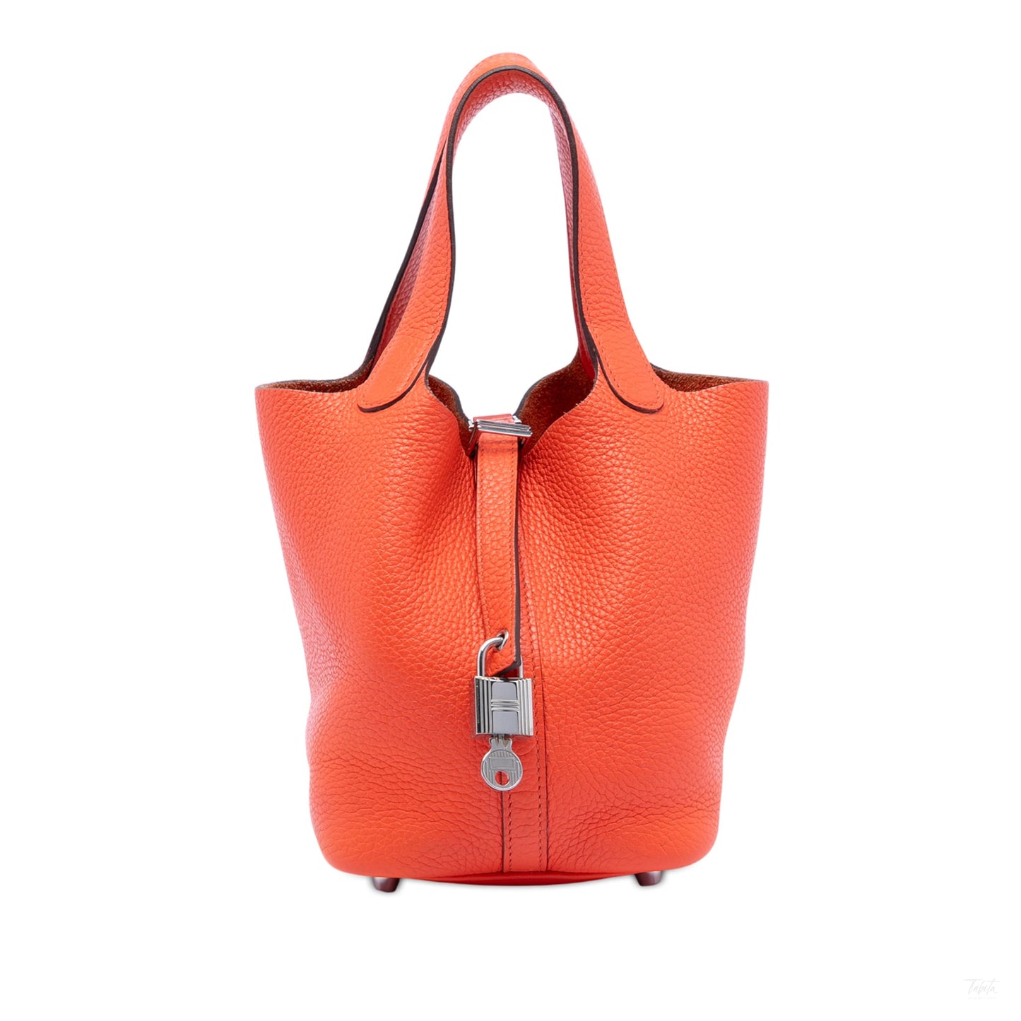 Second hand Hermes Picotin 18 Taurillon Clemence Leather Lock Bucket Handbag Orange Poppy - Tabita Bags