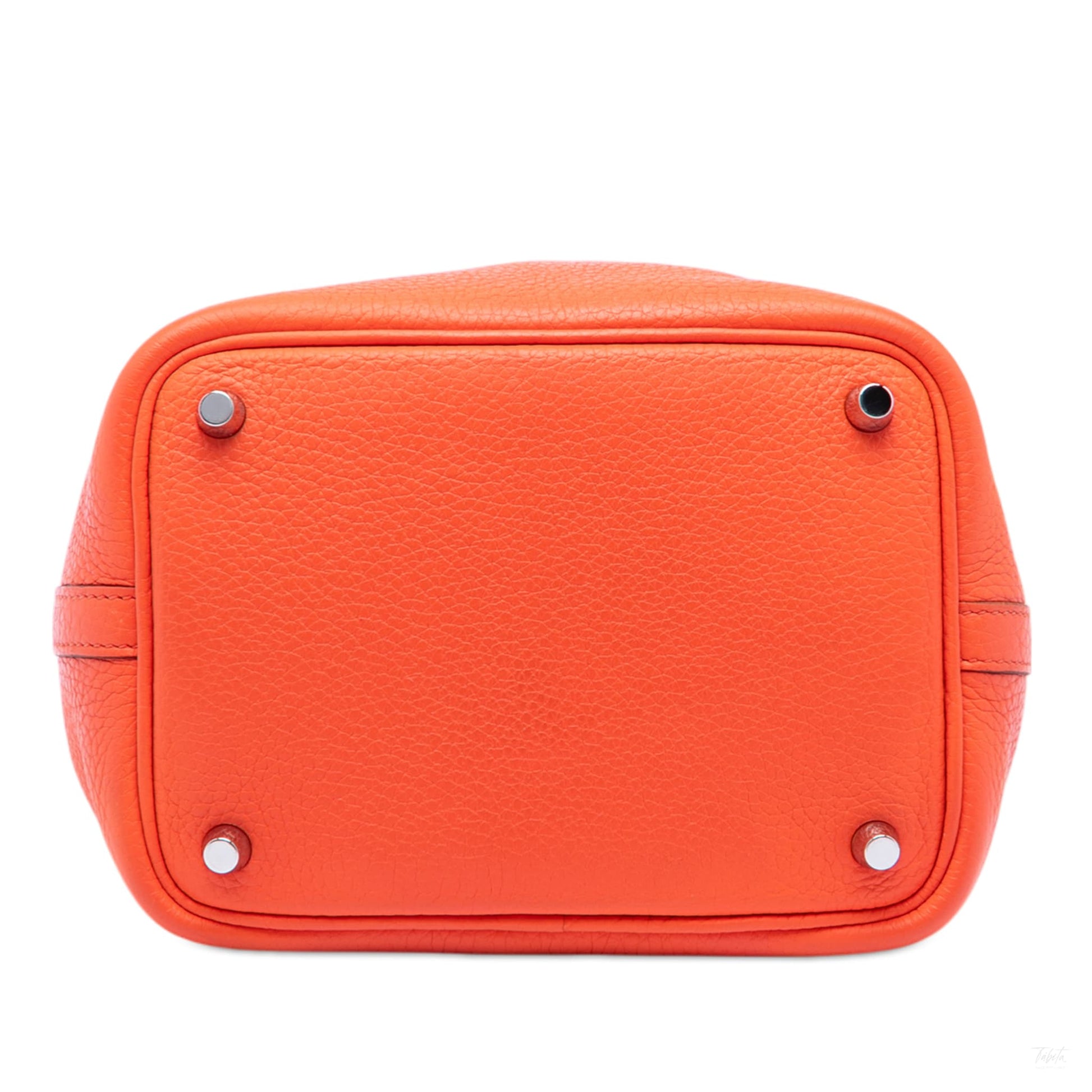 Second hand Hermes Picotin 18 Taurillon Clemence Leather Lock Bucket Handbag Orange Poppy - Tabita Bags
