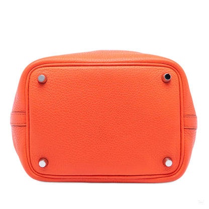 Second hand Hermes Picotin 18 Taurillon Clemence Leather Lock Bucket Handbag Orange Poppy - Tabita Bags