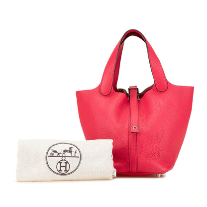 Second hand Hermes Picotin 18 Taurillon Clemence Leather Lock Bucket Handbag Pink - Tabita Bags