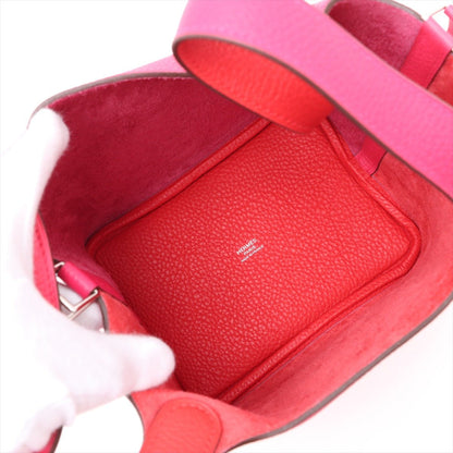Second hand Hermes Picotin 18 Taurillon Clemence Leather Lock Bucket Handbag Rose Extreme x Rouge Cooox Rose Messico - Tabita Bags