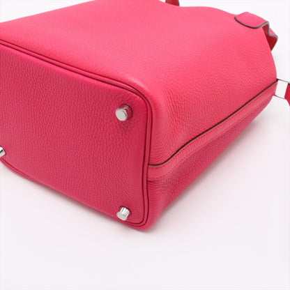 Second hand Hermes Picotin 18 Taurillon Clemence Leather Lock Bucket Handbag Rose Extreme x Rouge Cooox Rose Messico - Tabita Bags