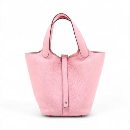 Second hand Hermes Picotin 18 Taurillon Clemence Leather Lock Bucket Handbag Rose Sakura - Tabita Bags