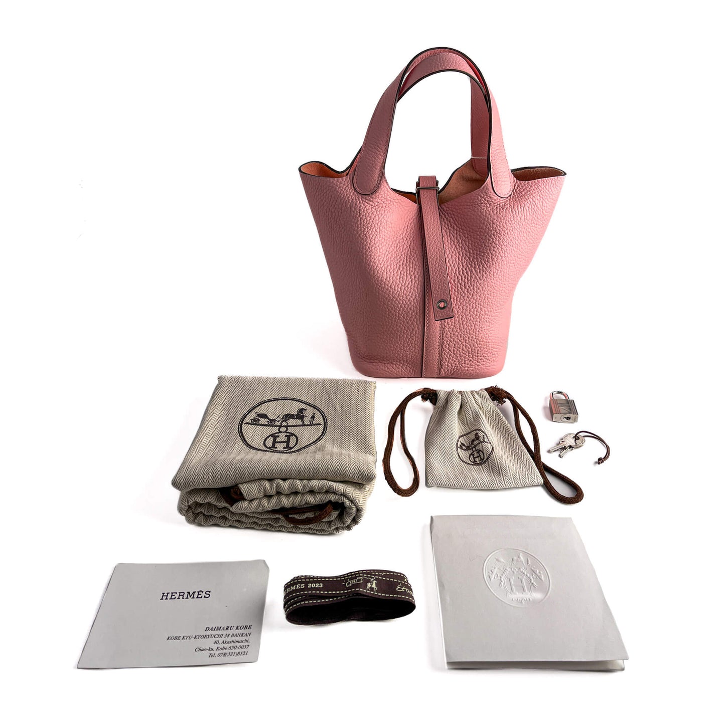 Second hand Hermes Picotin 18 Taurillon Clemence Leather Lock Bucket Handbag Rose Sakura - Tabita Bags