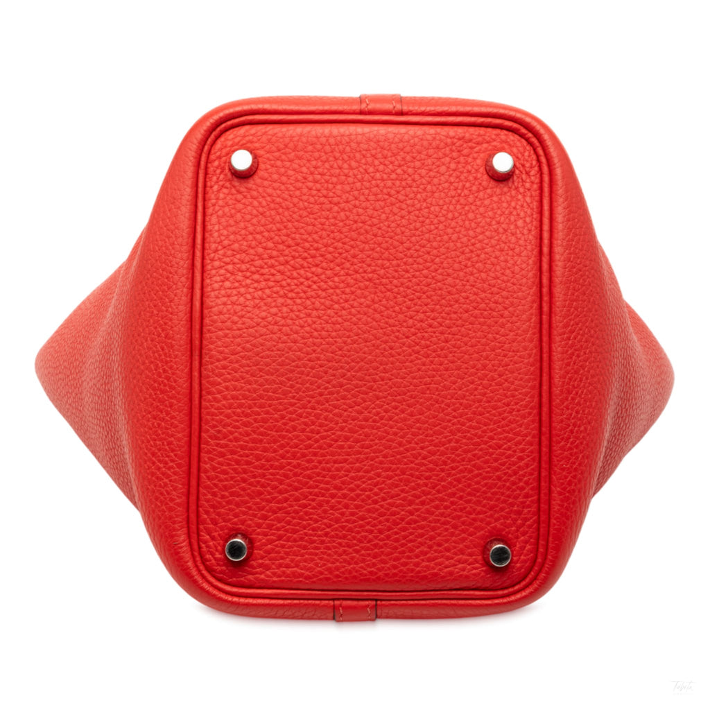 Second hand Hermes Picotin 18 Taurillon Clemence Leather Lock Bucket Handbag Rouge Casaque - Tabita Bags