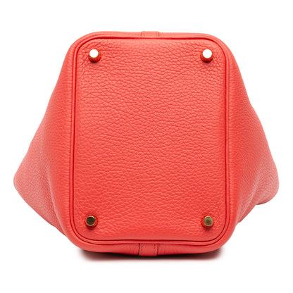 Second hand Hermes Picotin 18 Taurillon Clemence Leather Lock Bucket Handbag Rouge Pivoine - Tabita Bags