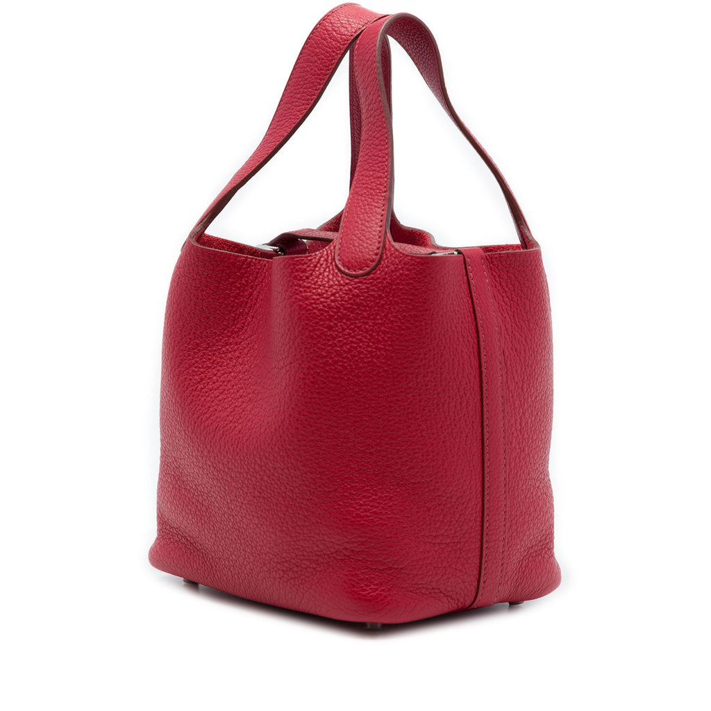 Second hand Hermes Picotin 18 Taurillon Clemence Leather Lock Bucket Handbag Rubis - Tabita Bags
