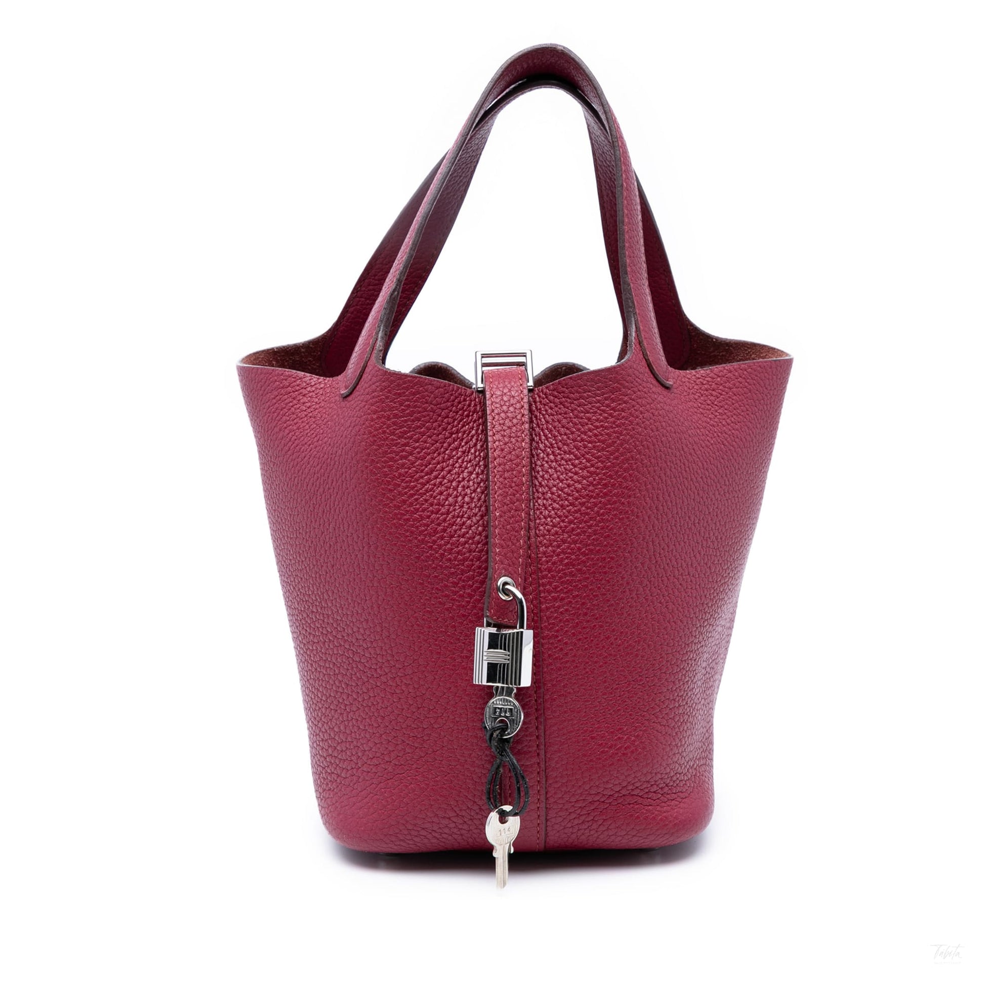 Second hand Hermes Picotin 18 Taurillon Clemence Leather Lock Bucket Handbag Rubis - Tabita Bags