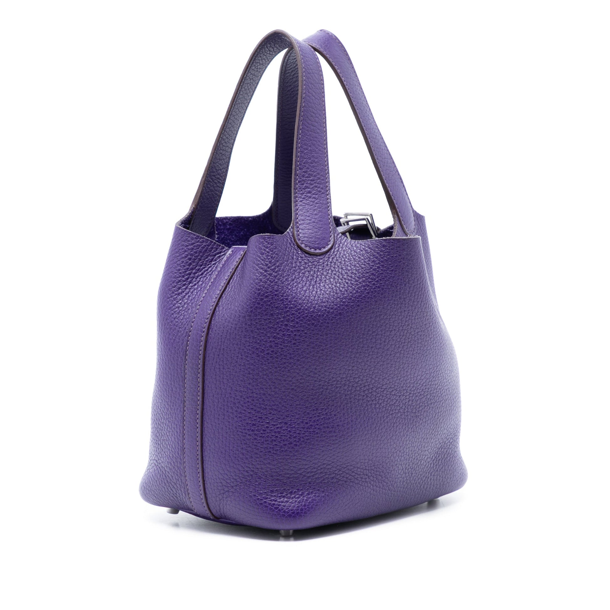 Second hand Hermes Picotin 18 Taurillon Clemence Leather Lock Bucket Handbag Ultraviolet - Tabita Bags