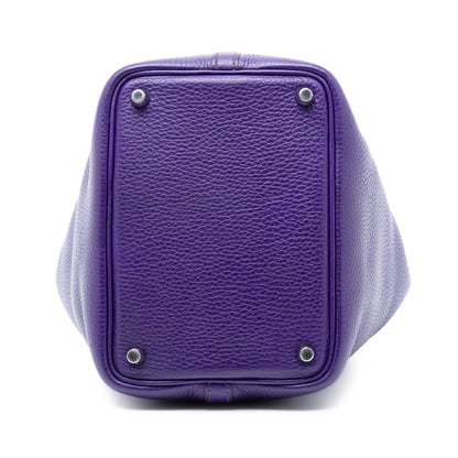 Second hand Hermes Picotin 18 Taurillon Clemence Leather Lock Bucket Handbag Ultraviolet - Tabita Bags