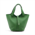 Second hand Hermes Picotin 18 Taurillon Clemence Leather Lock Bucket Handbag Vert Yucca - Tabita Bags